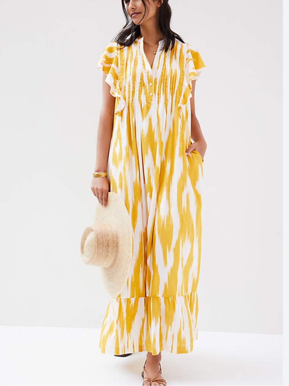 Anthropologie Maeve Cassandra Yellow Maxi Dress